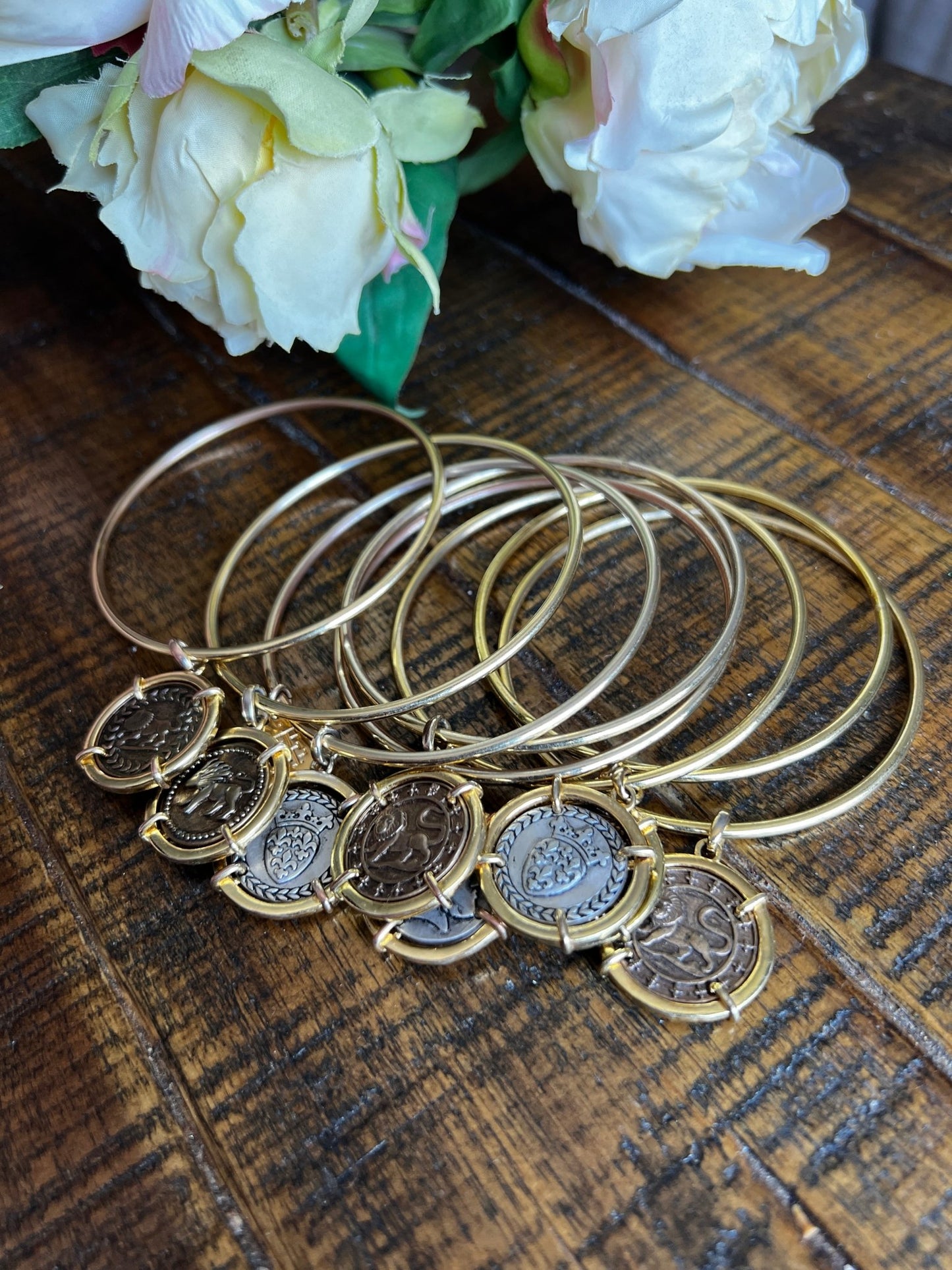 Elizabeth Taylor Vintage Coin Bangles - Next Door Luxury