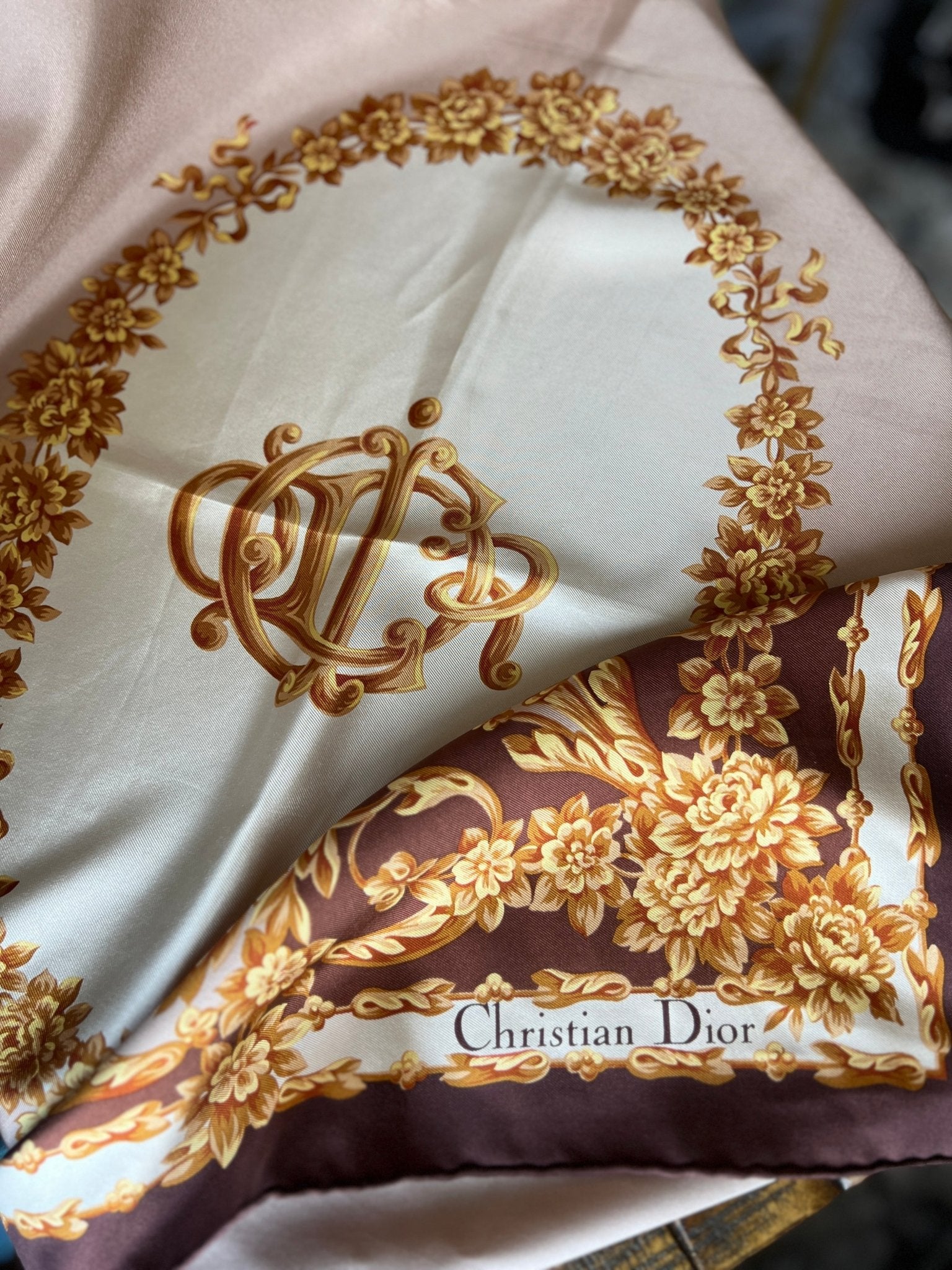 Christian Dior silk deals scarf