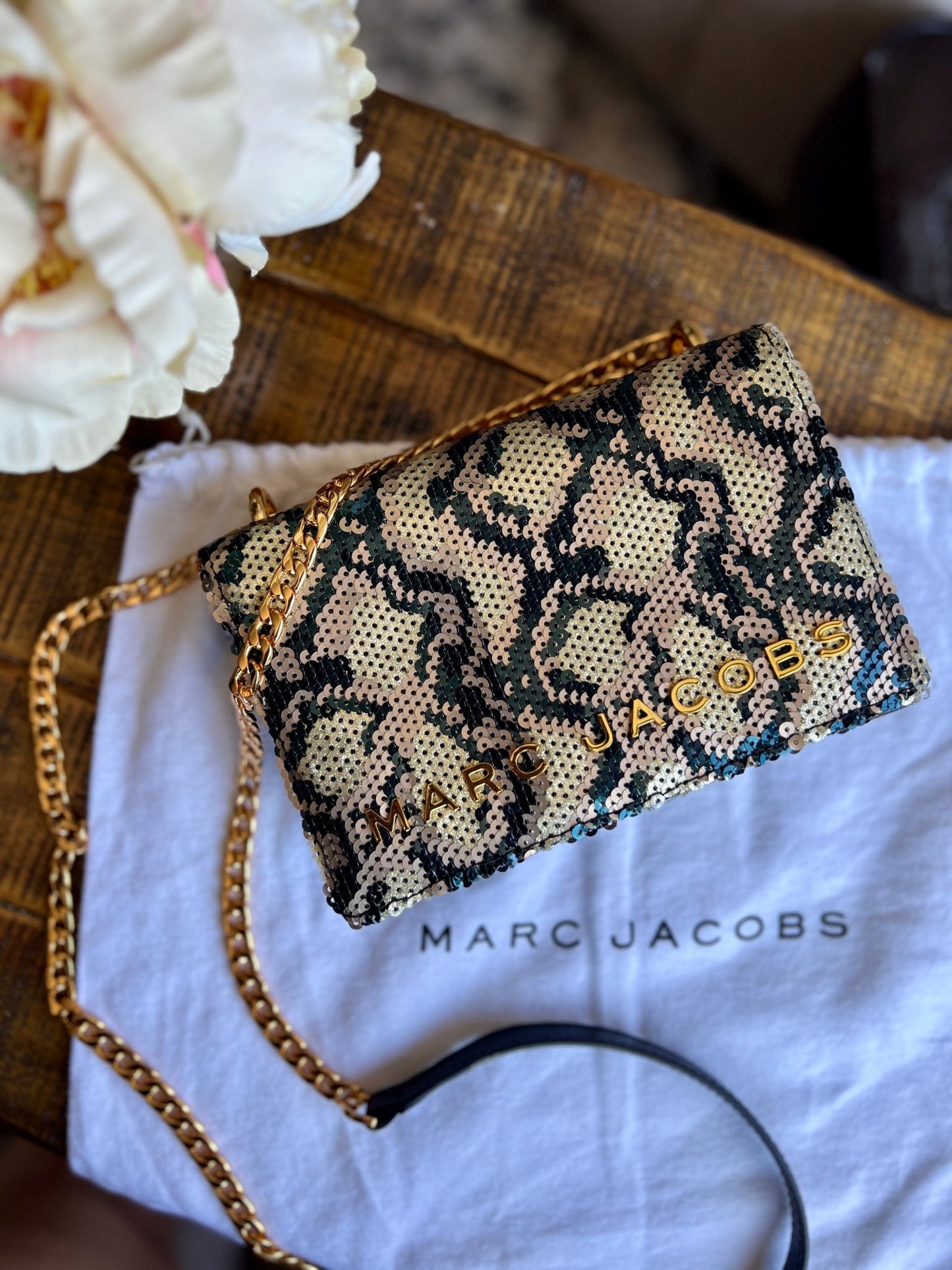 Marc Jacobs Sequin Snake Print Shoulder Bag - Next Door Luxury