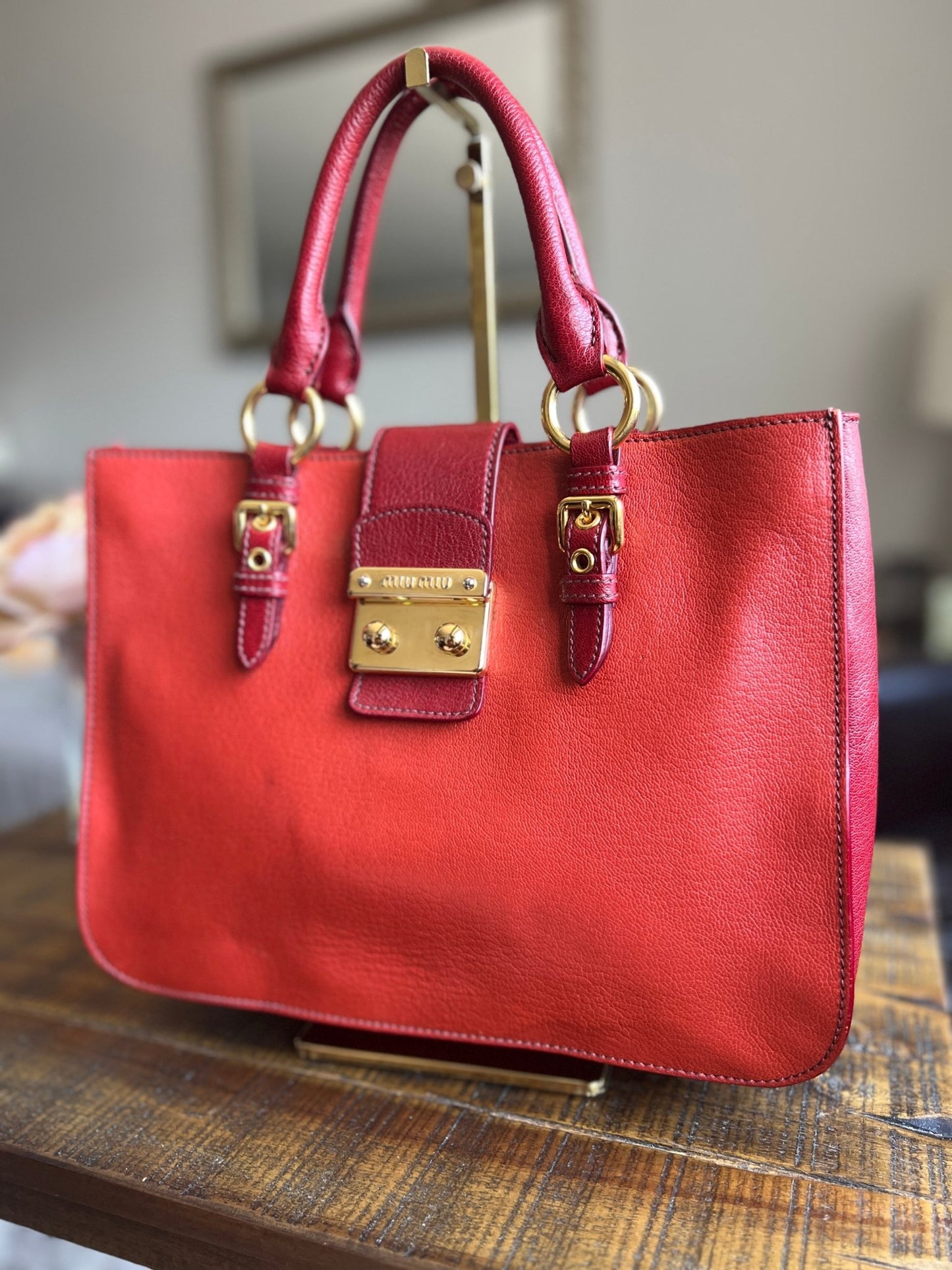 Miu Miu Bicolor Madras Tote - Next Door Luxury