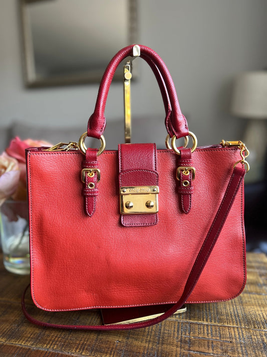 Miu Miu Bicolor Madras Tote - Next Door Luxury