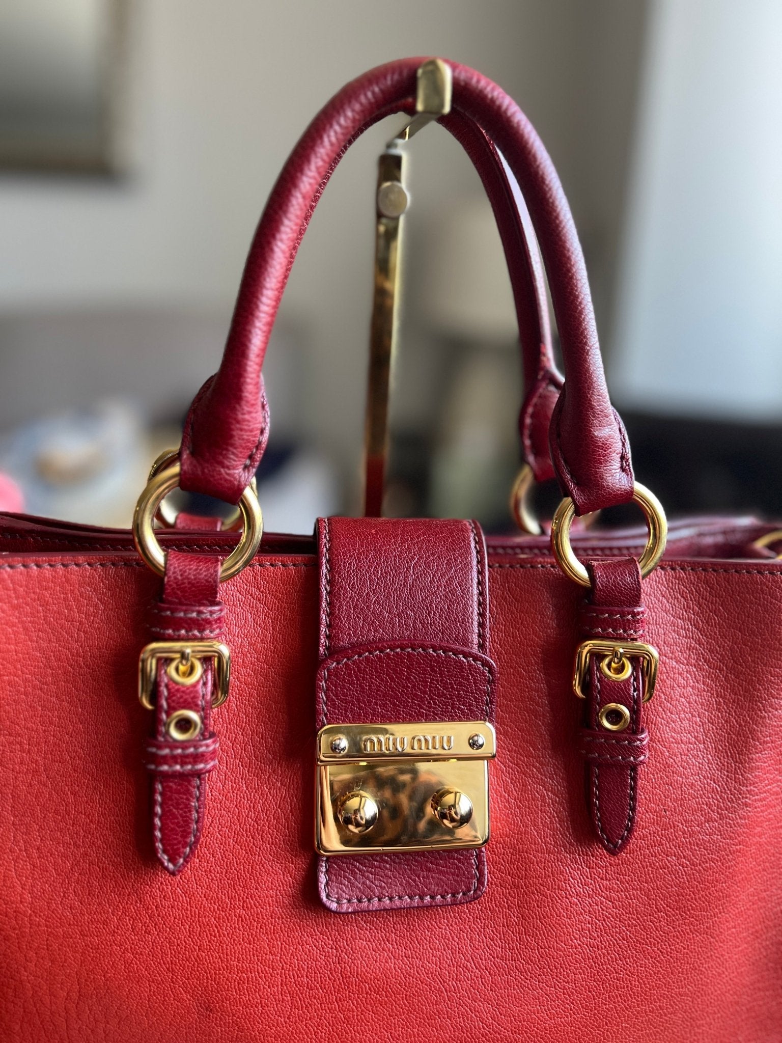 Miu Miu Bicolor Madras Tote - Next Door Luxury