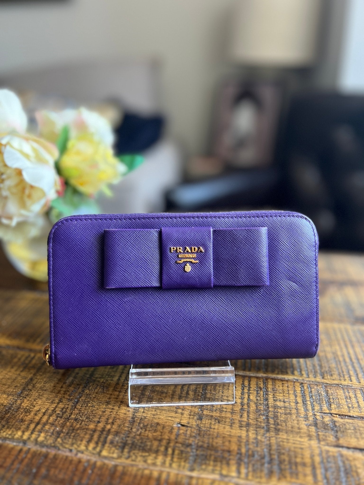 Prada Ribbon outlet Saffiano Leather Wallet