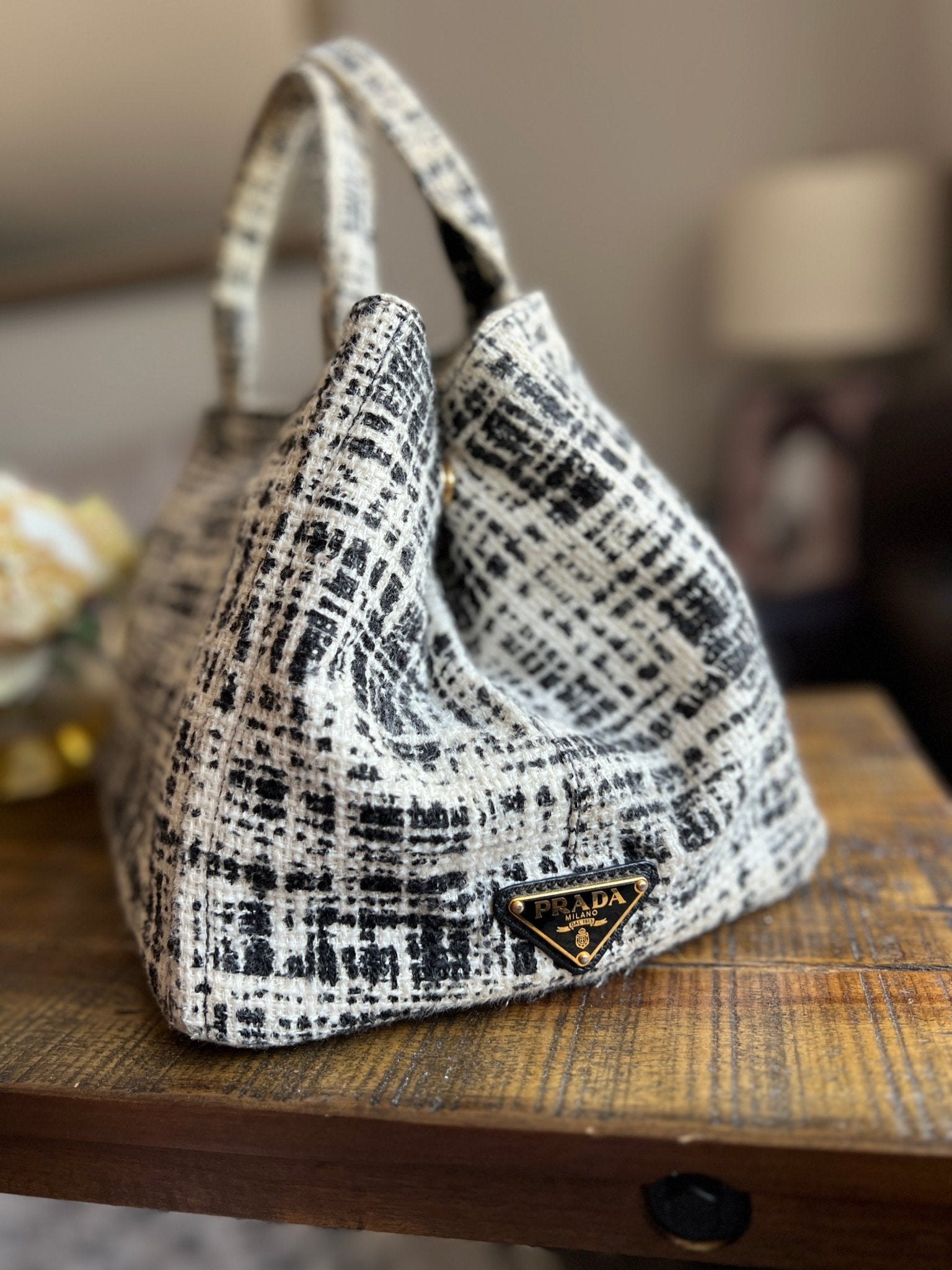 PRADA Tela Tweed Canapa Tote - Next Door Luxury