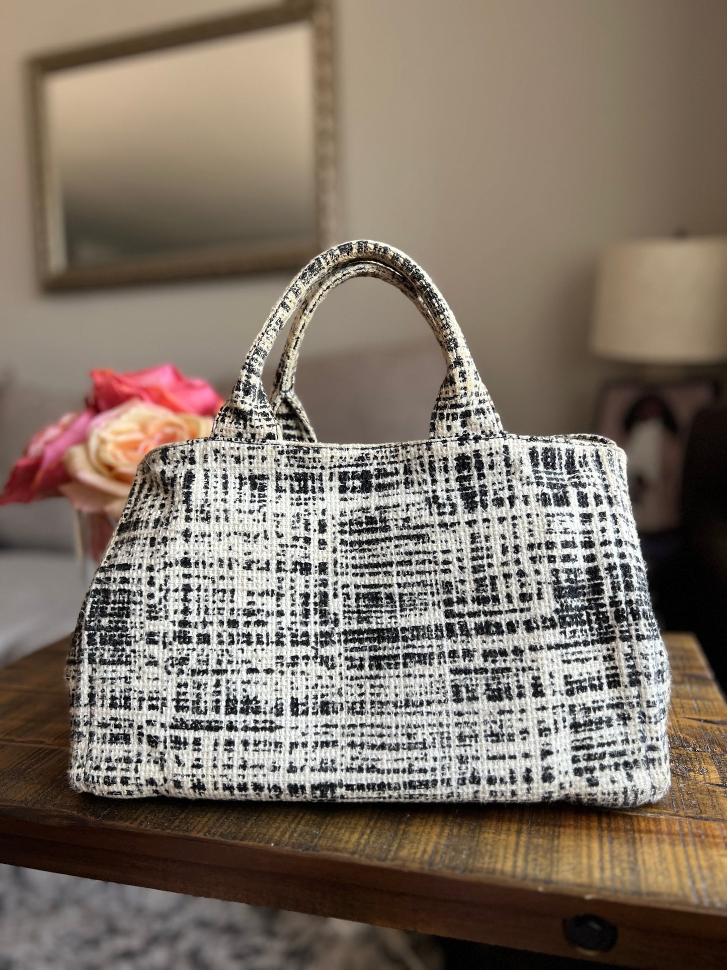 PRADA Tela Tweed Canapa Tote - Next Door Luxury